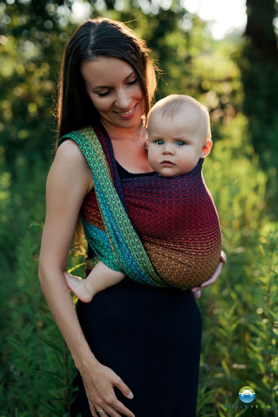 Fular tejido Jacquard/ LITTLE FROG / Lovely Black Rainbow - talla 6
