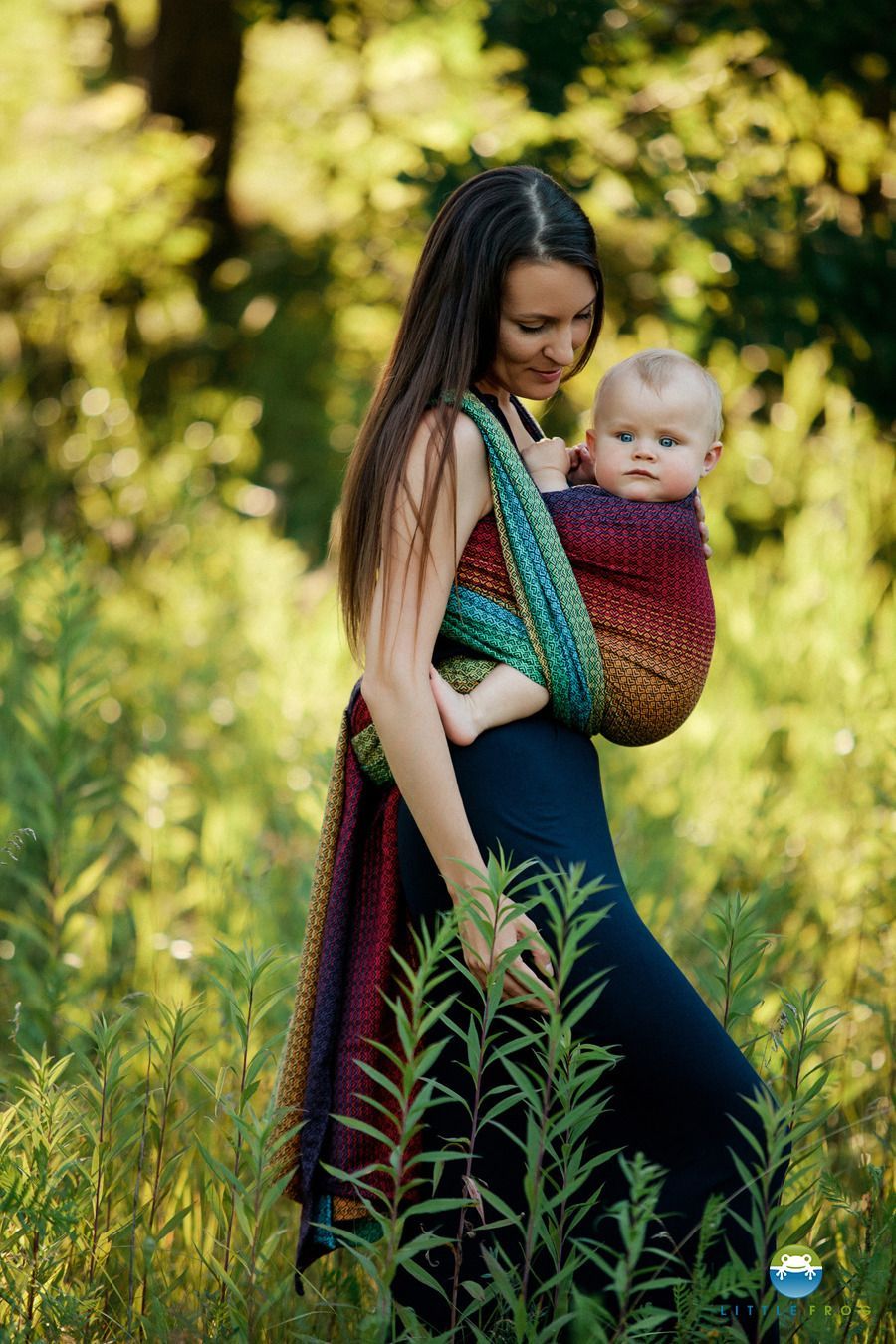 Fular tejido Jacquard/ LITTLE FROG / Lovely Black Rainbow - talla 6