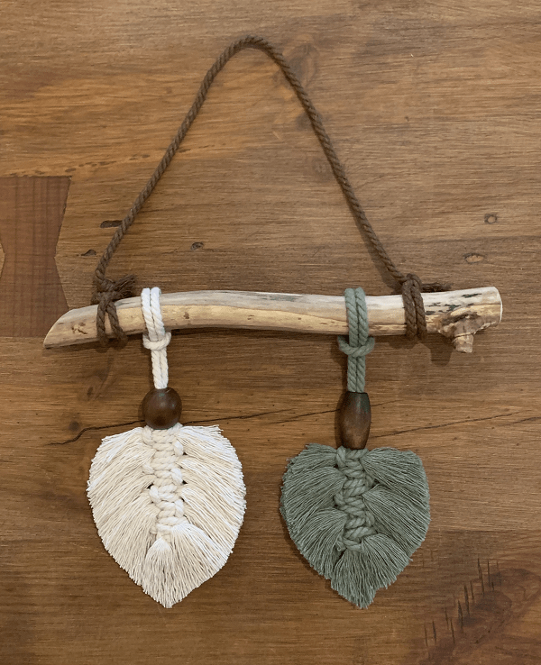 Artesanas / ilO handmade / Hoja Macramé Duo Palma Crudo y Verde