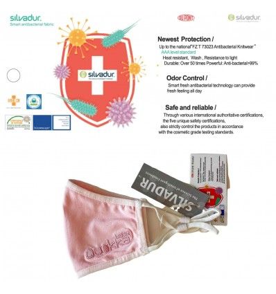 mascarilla higiénica rosa de tejido silvadur marca quokkababy