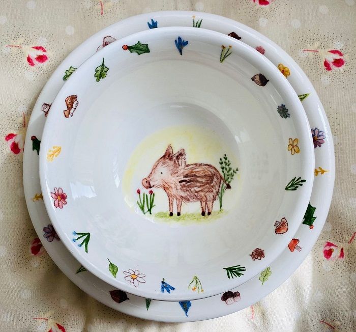 Vajilla Infantil Rayón pintada a mano
